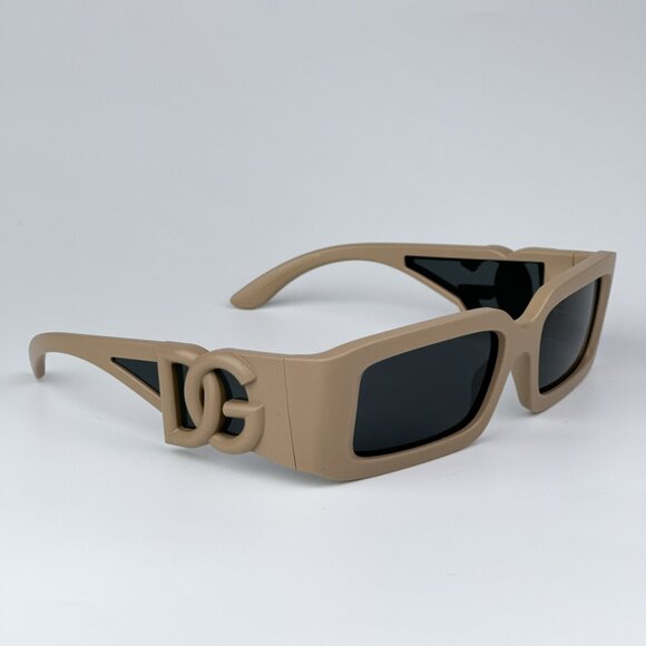 D&G DG6197 329287 BRAND NEW Sunglasses Rubberized Beige Grey Rectangle Unisex - Picture 7 of 12